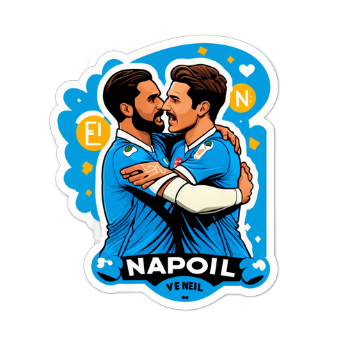 Hình dán thể hiện những khoảnh khắc cảm xúc của Napoli trong một trận đấu quan trọng