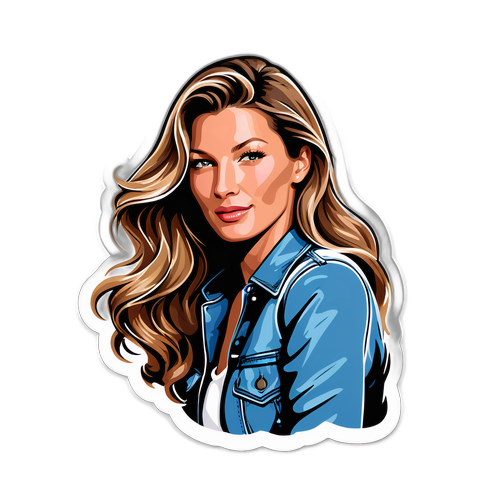 패셔너블 스티커: 지젤의 아이코닉 포즈와 독특한 패션 아이템 강조