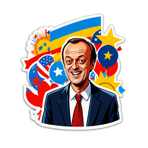 Friedrich Merz als Comicfigur in einem politischen humorvollen Kontext