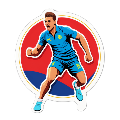 Sticker cu Marius Urzica în plină performanță