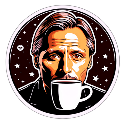 Sticker mit dem ikonischen Gesicht von Mads Mikkelsen