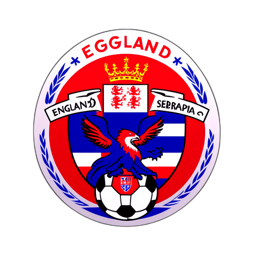 Fußball-Aufkleber mit dem Spruch "Englands Ruhm gegen Serbiens Geist"