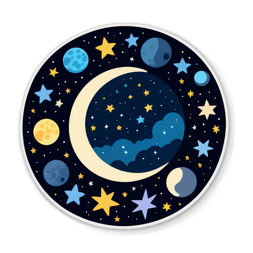 Celestial Moon Phases and Constellations Sticker
