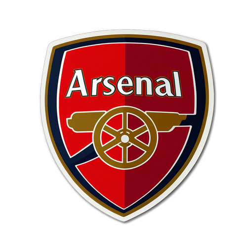 Stiker Logo Arsenal dengan Latar Belakang Lapangan Sepak Bola