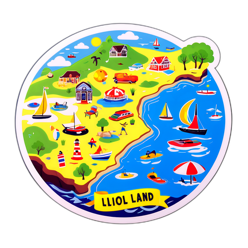 Adesivo Giocoso di Long Island con Mappa