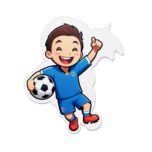 축구를 즐기는 캐릭터 스티커