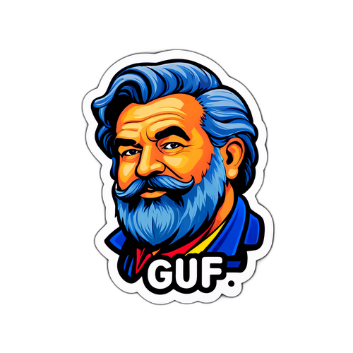 Графічний наліпка Гуфа, що містить його популярні цитати.