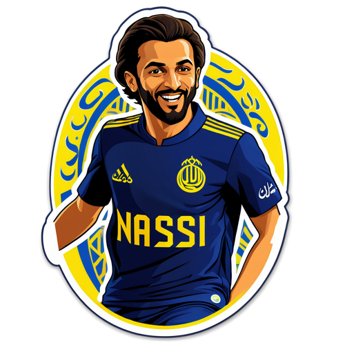 A sticker yenye alama ya Al-Nassr na jina la Jhon Duran