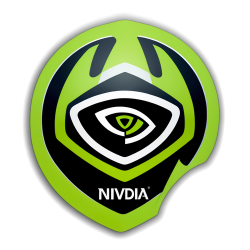 Sticker med NVIDIA's logo og digital kunst