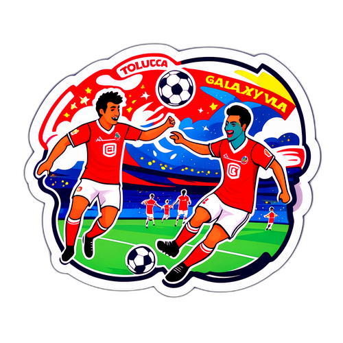 Dynamic Soccer Match Sticker: Toluca vs Galaxy