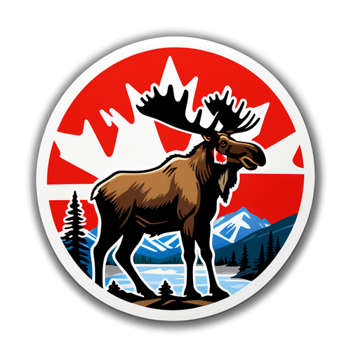 Kanada klistermärke med älg och landskap