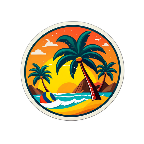 Autocollant stylisé de la plage de Santos