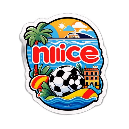 Stiker Lucu Bertema Nice dengan Unsur Riviera Prancis dan Sepak Bola