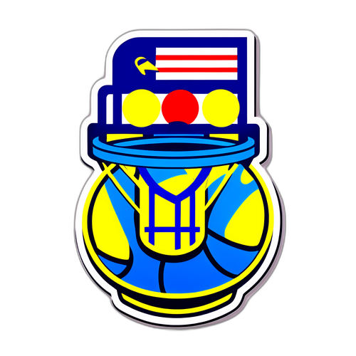 Στιγμιότυπο με την ελληνική σημαία και στοιχεία μπάσκετ