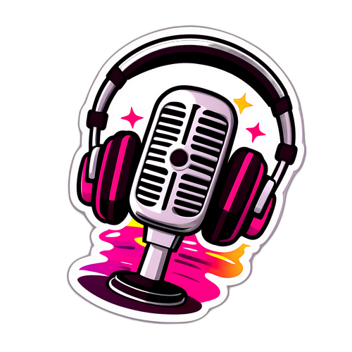Αυτοκόλλητο Sport FM με Μικρόφωνο και Ακουστικά