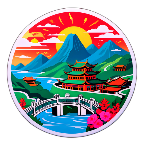 華容風景主題貼紙設計