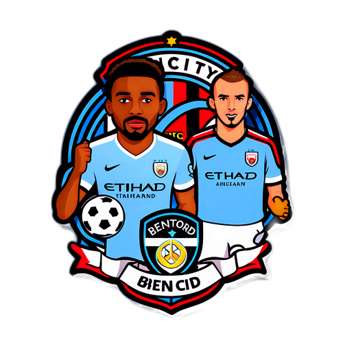 สติกเกอร์แมนซิตี้และเบรนท์ฟอร์ดในสนามฟุตบอล