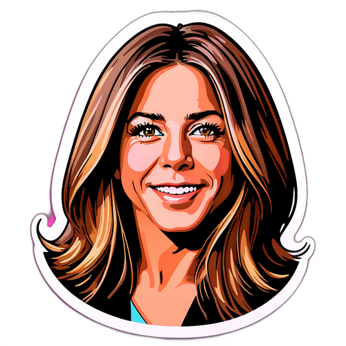 Sticker cu fața lui Jennifer Aniston în stil modern artistic