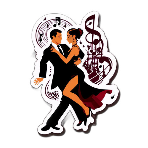 Sticker de bailarín de tango en la Zona Peatonal del Vino