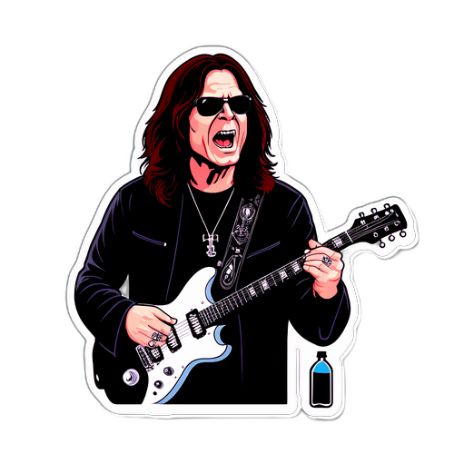 Un sticker cu Ozzy Osbourne cântând