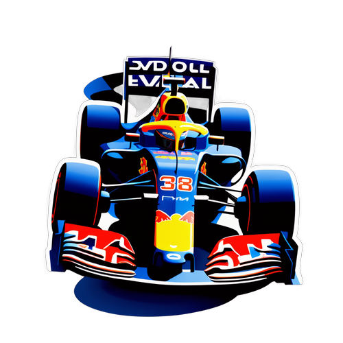 Ein Rennwagen im Stil von Max Verstappen auf einer digitalen Rennstrecke