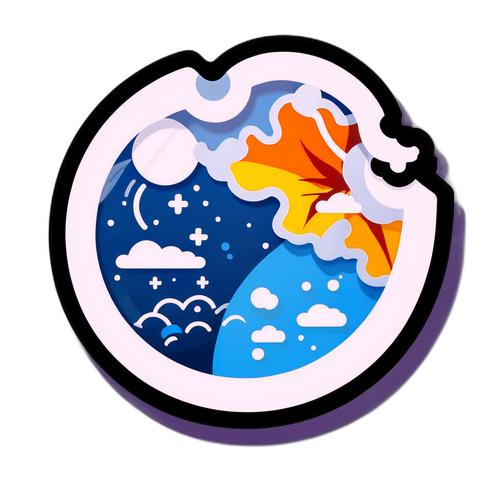 Стикер осеннего прогноза погоды на виртуальной карте