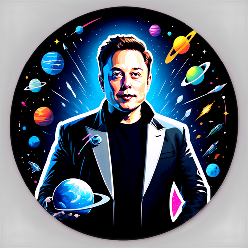 Arte Futurista de Elon Musk com Elementos de Tecnologia Espacial