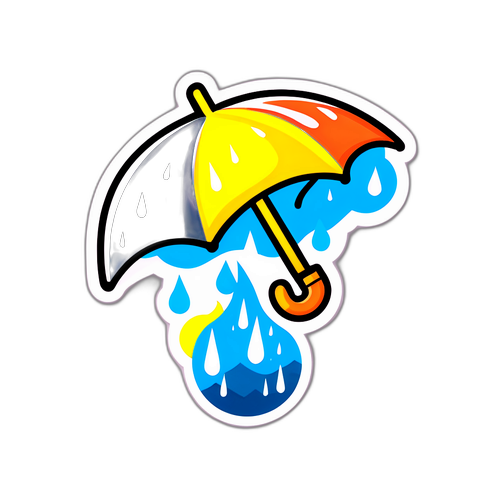 Hình dán thời tiết: Cơn mưa và cái ô