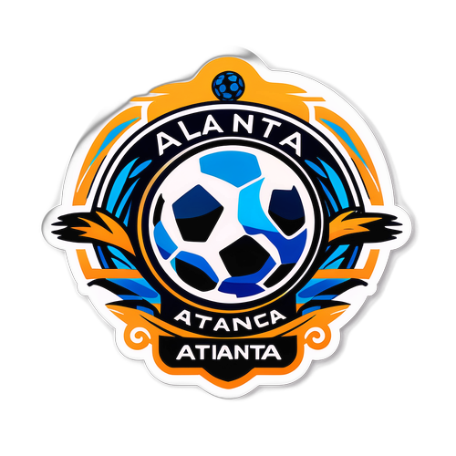 Desain Stiker Emblem Atalanta dengan Elemen Sepak Bola Artistik