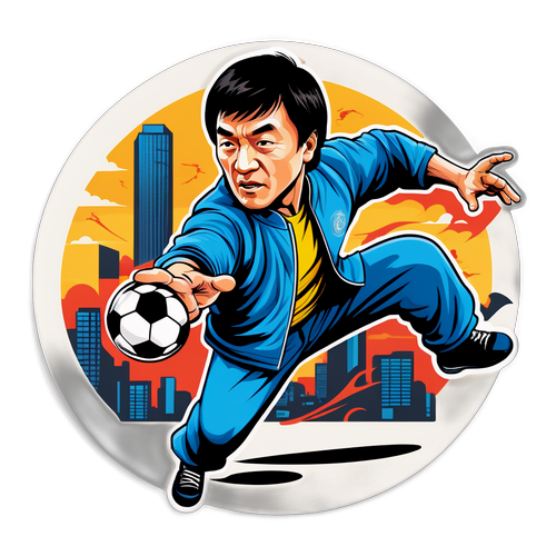 Sticker ya Jackie Chan akicheza soka
