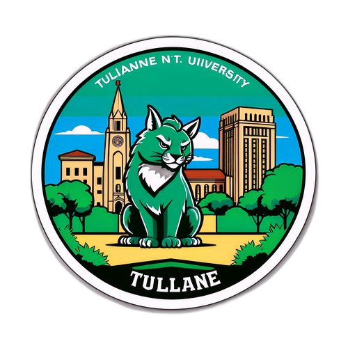 Tulane University Campus Skyline with Mascot