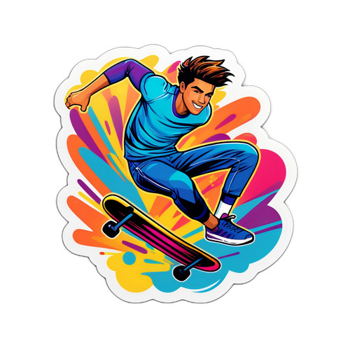 Playful Skateboarder Sticker