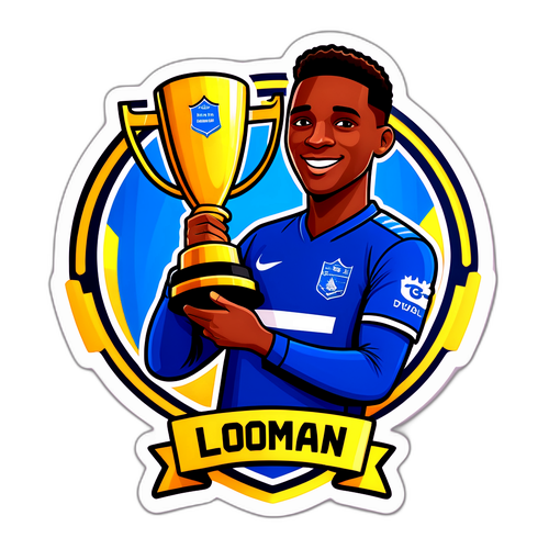 Sticker di Lookman con Trofeo di Calcio Fantasia