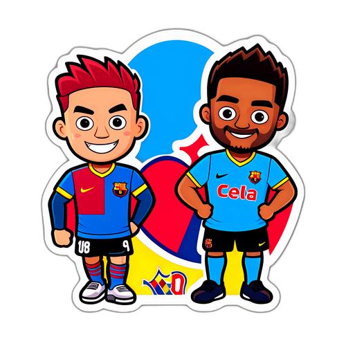 Speelse sticker voor Celta Vigo en Barcelona fans