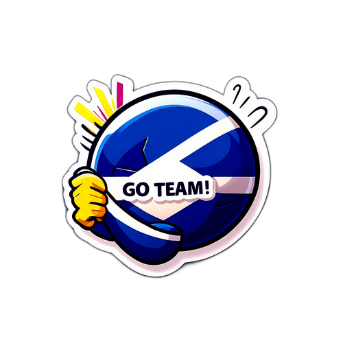 สติกเกอร์ธงสกอตแลนด์ในการแข่งขันฟุตบอลพร้อมข้อความ "ไปทีม!"
