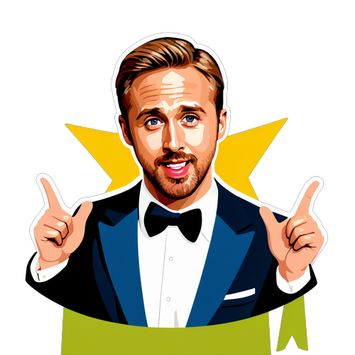 Ryan Gosling: De Speelse Filmster van het Jaar - Je Geliefde Ster Op Deze Geweldige Sticker!