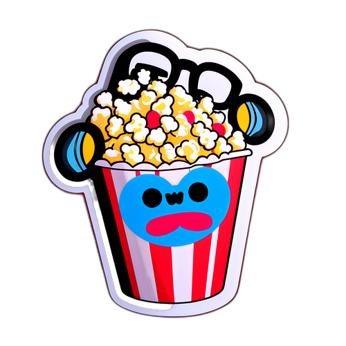 Design Divertido de Pipoca com Óculos 3D