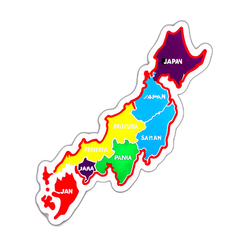日本の都道府県にインスパイアされたカラフルな地図ステッカー