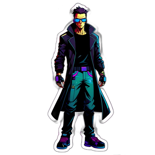 Стильный персонаж Клод в киберпанковской среде