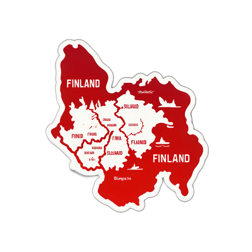 Suomen kartta kauniilla maisemilla ja kuuluisilla nähtävyyksillä Slovenian väreissä
