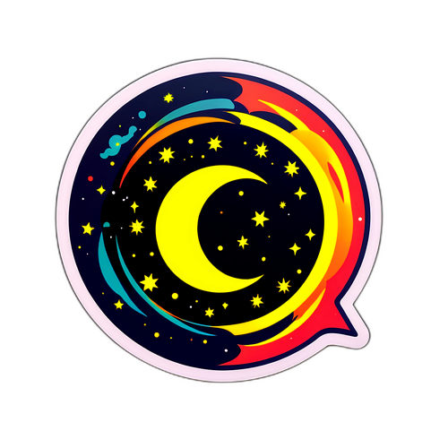 Наклейка с затмением и элементами магнитных бурь