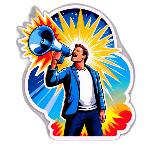 Passionate Activist with Megaphone