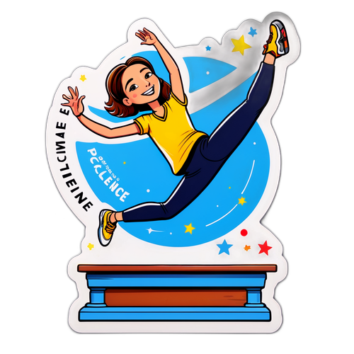 Ilustrație artistică a lui Nadia Comăneci pe bârnă