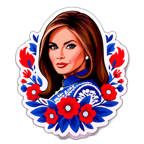 Un design élégant par Melania Trump avec des motifs floraux et des rouges et bleus américains