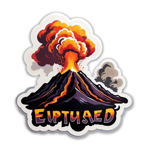 Una sticker dell'Etna in eruzione