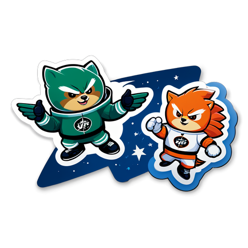 Jets vs. Stars Animated Mascots Sticker