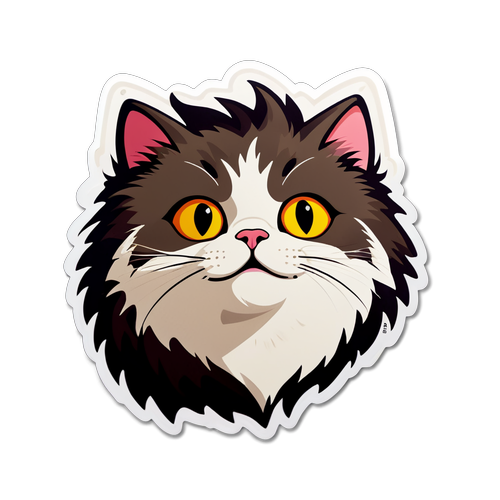 Whiskers of Joy: The Playful Cat Sticker