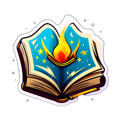 Un livre ancien ouvert avec des pages brillantes, symbole de la magie des sorciers