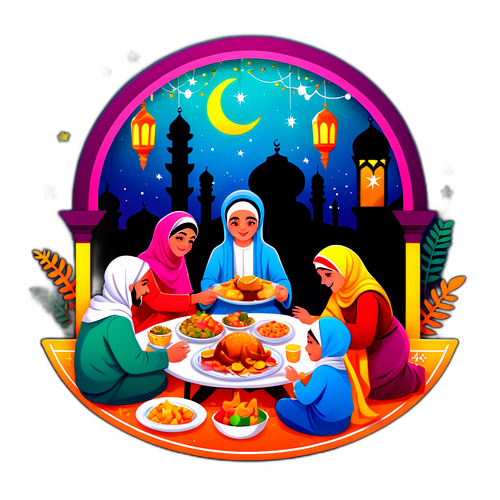Ilustrasi Malam Ramadan yang Ceria