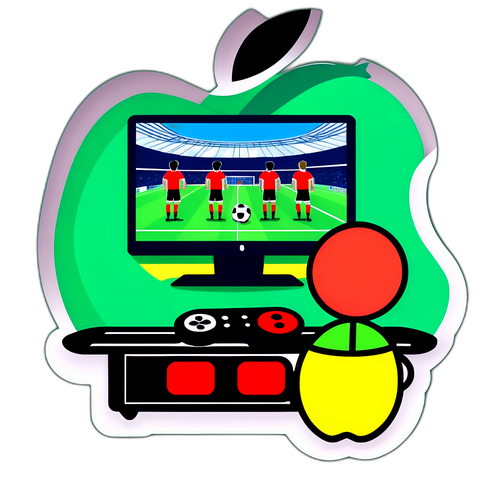 Ilustración de un Televisor Apple viendo un partido de fútbol importante